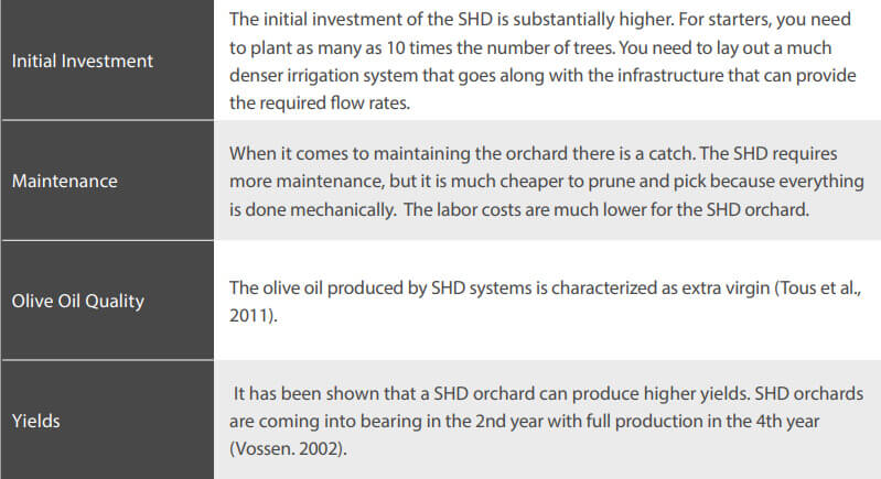 comparison between traditional and Super-High Density approach